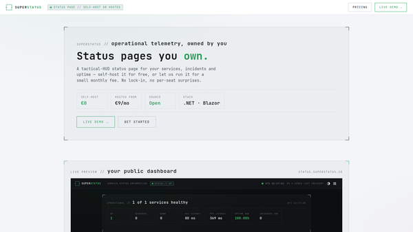 SuperStatus landing page