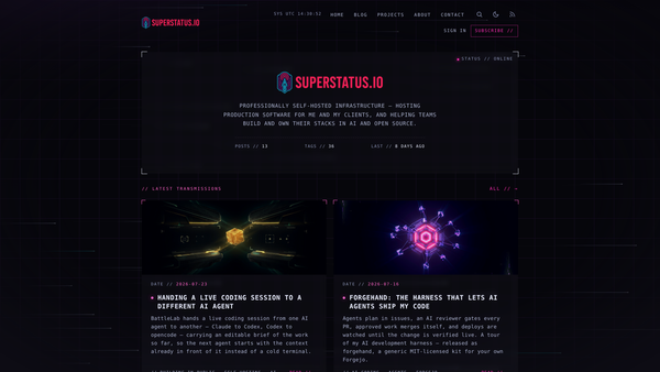 The superstatus.io home page